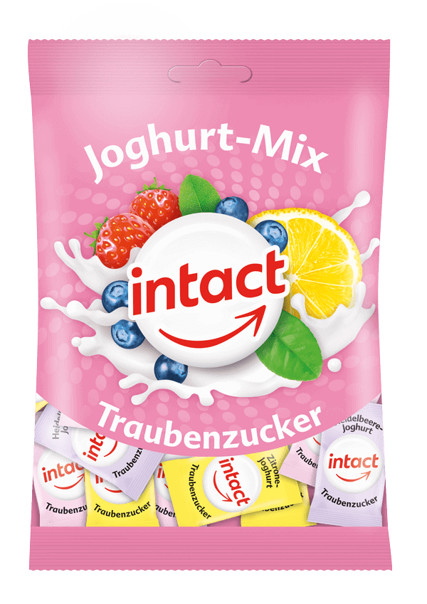 intact Joghurt-Mix Traubenzucker Beutel Vorderseite